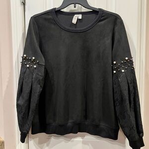 Cato Black Relaxed Bishop Sleeve Top Sz XL